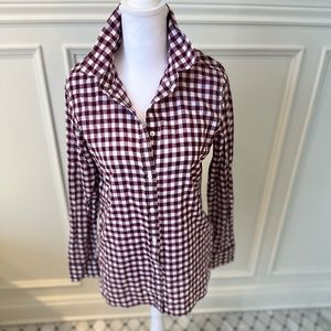 J Crew plaid burgundy blouse-boy cut